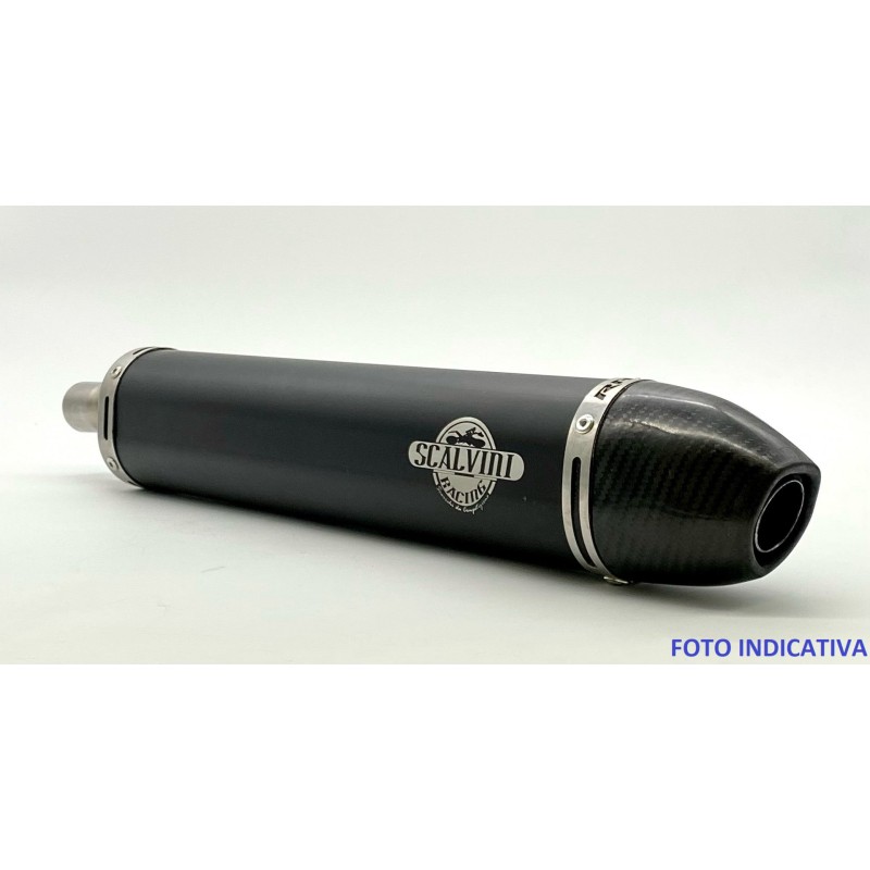 Silenciador misto em alumínio anodizado preto e tampa da extremidade em carbono HONDA CR85 ('05-'07)